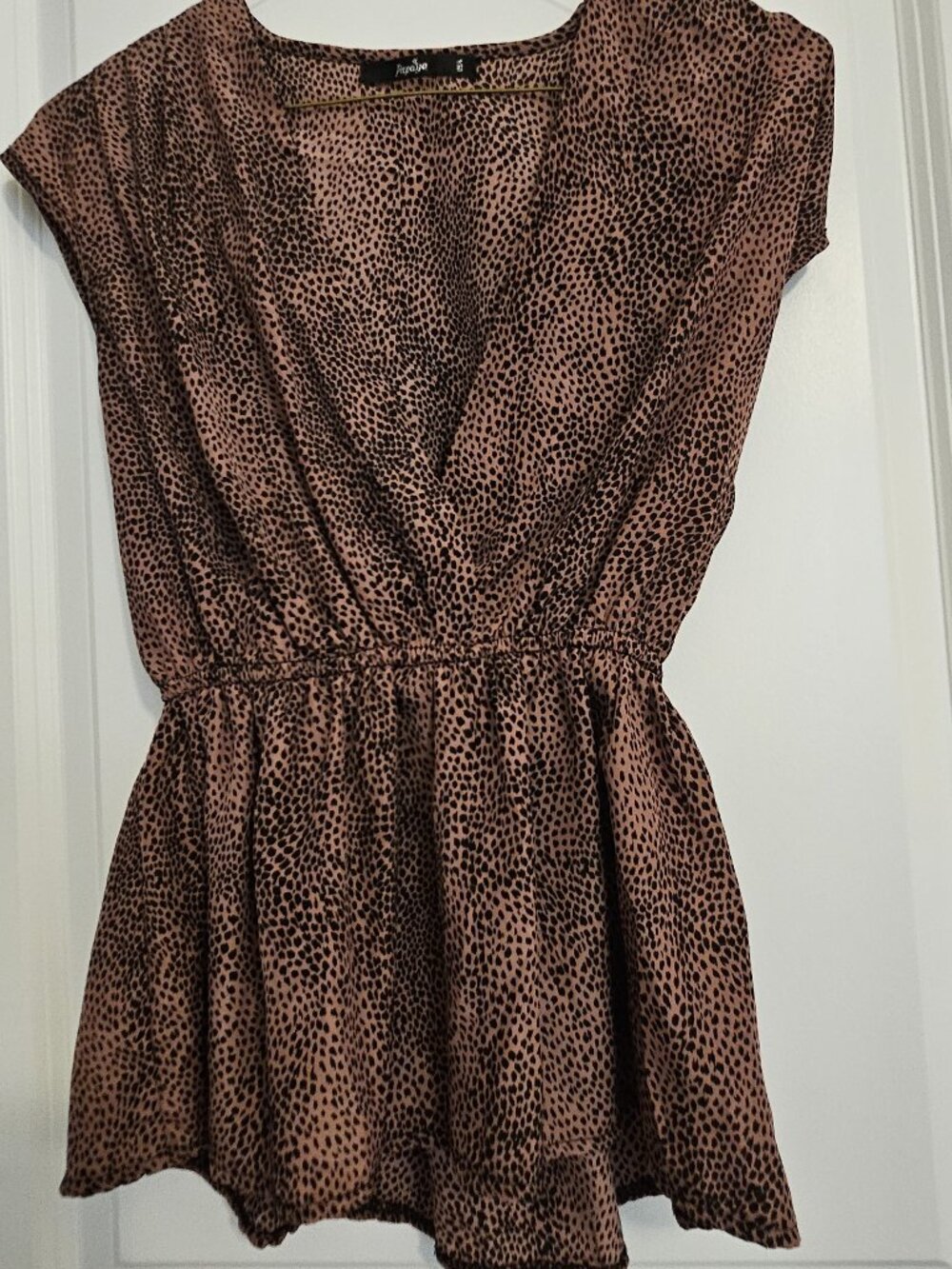 Leopard Print Wrap Blouse Small